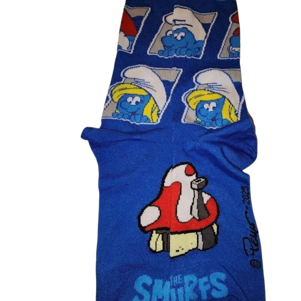 One‎ Pair The Smurfs Unisex One Size Shoe Size 7-12 Novelty Socks Fun Cartoon